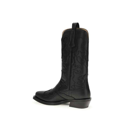 Ganni MID SHAFT EMBROIDERED WESTERN BOOT