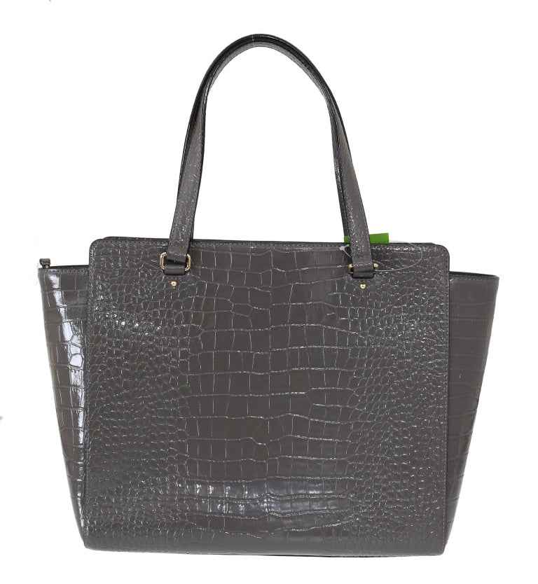 Kate Spade Grey Croc Embossed Leather Elissa Bristol Drive Tote Handbag Bag by Kate Spade