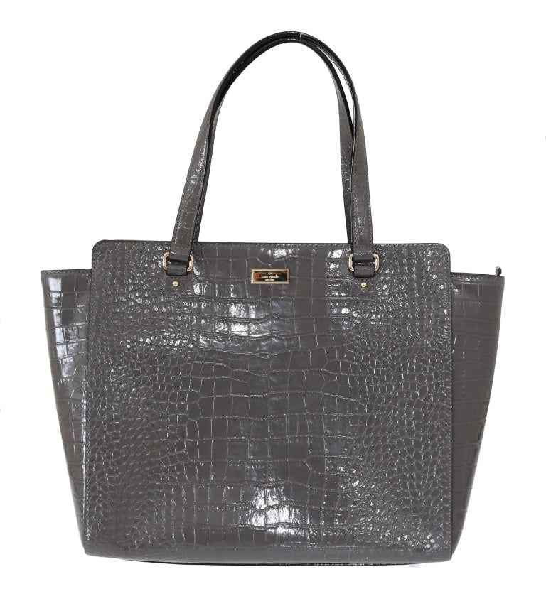 Kate Spade Grey Croc Embossed Leather Elissa Bristol Drive Tote Handbag Bag by Kate Spade
