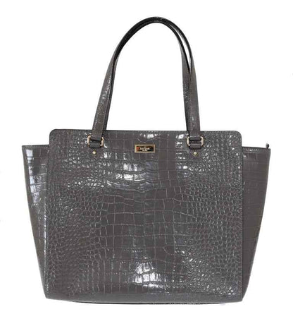 Kate Spade Grey Croc Embossed Leather Elissa Bristol Drive Tote Handbag Bag by Kate Spade