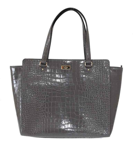 Kate Spade Grey Croc Embossed Leather Elissa Bristol Drive Tote Handbag Bag by Kate Spade