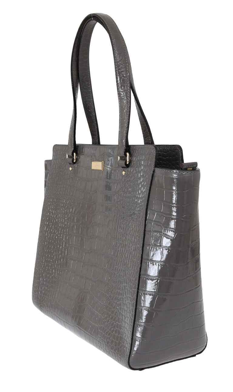 Kate Spade Grey Croc Embossed Leather Elissa Bristol Drive Tote Handbag Bag by Kate Spade