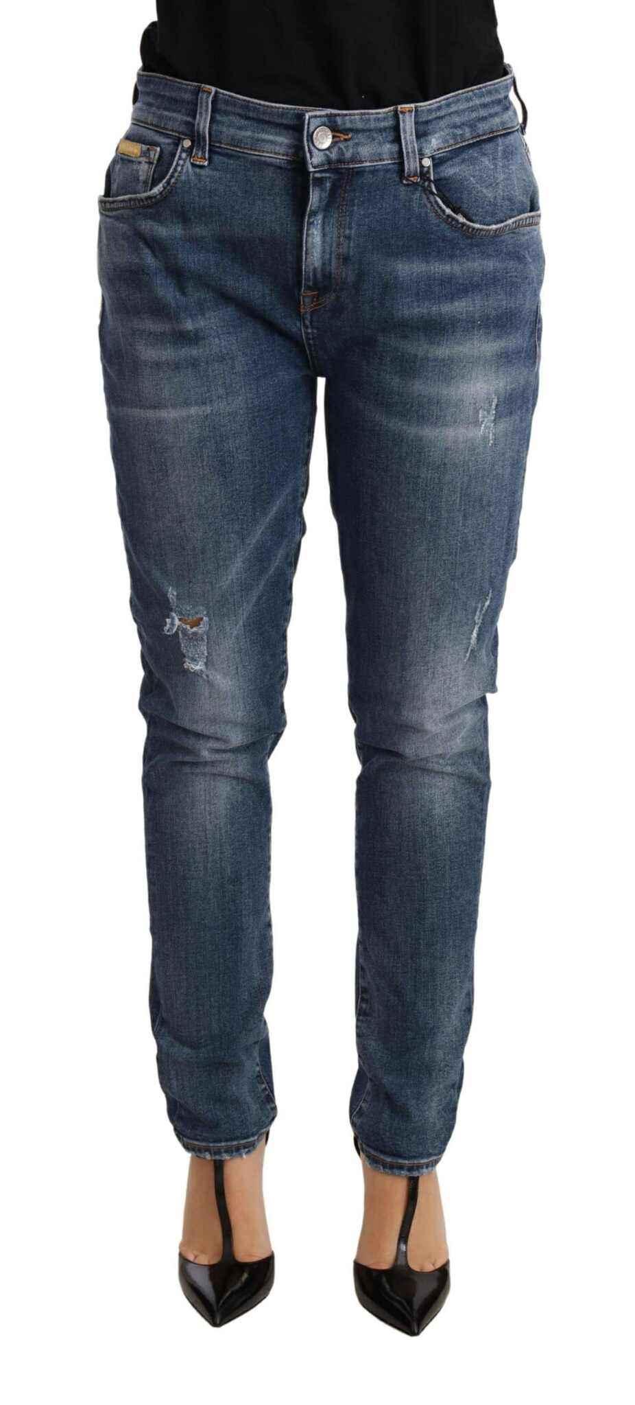 Dolce & Gabbana Blue Distressed Slim Fit Denim Pants Jeans by Dolce & Gabbana