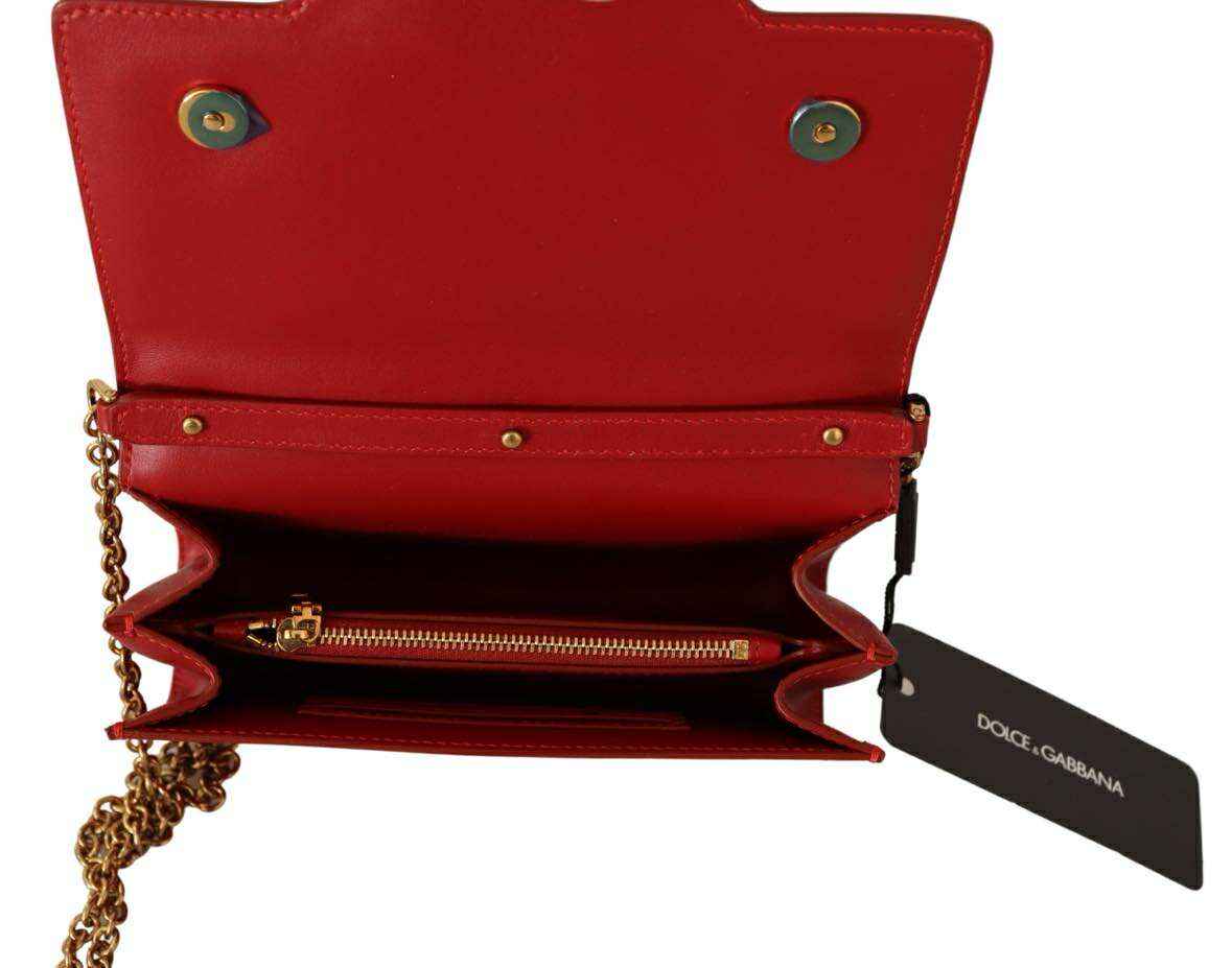Dolce & Gabbana Red Leather Mini Crossbody Gold Hardware Rosso Papavero Bag by Dolce & Gabbana