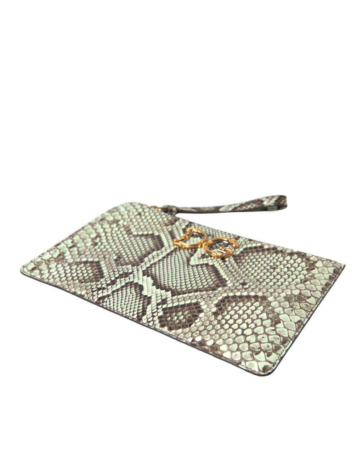 Dolce & Gabbana Verde Acqua Exotic Leather Gold DG Logo Clutch Borse Bag by Dolce & Gabbana