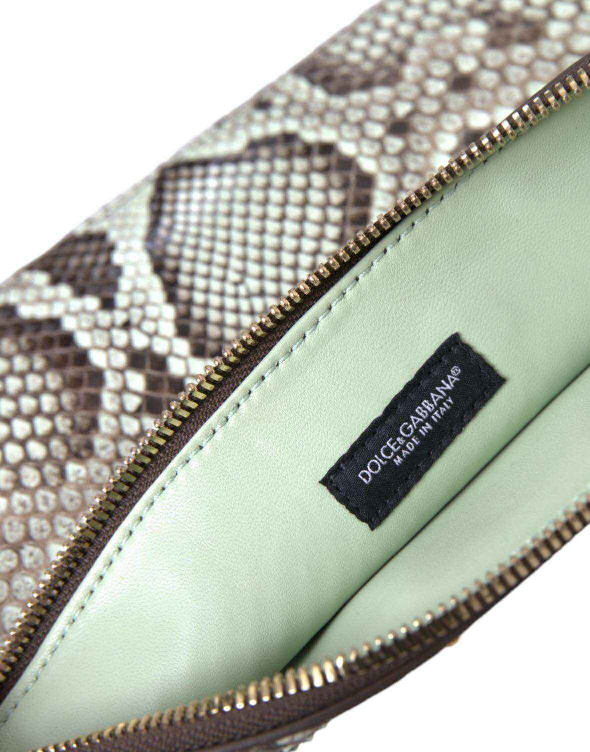 Dolce & Gabbana Verde Acqua Exotic Leather Gold DG Logo Clutch Borse Bag by Dolce & Gabbana