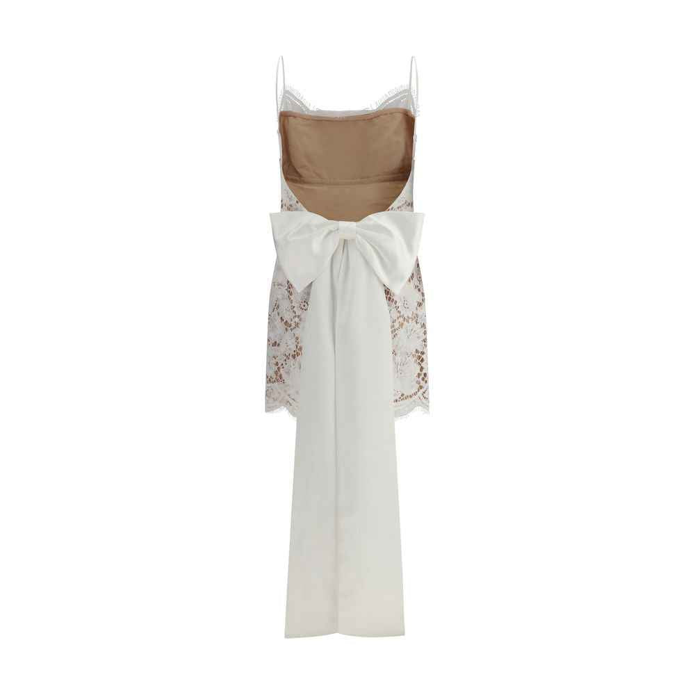 Self-Portrait Short satin Dress with lace bow
