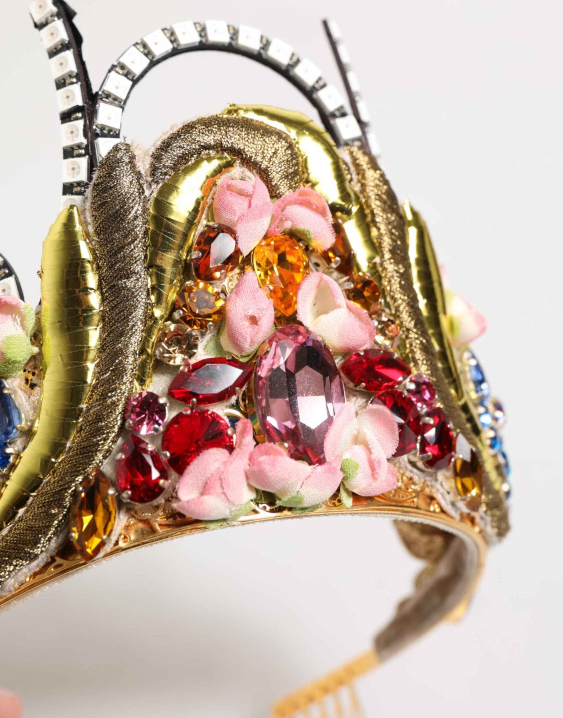 Dolce & Gabbana Gold Brass Crystal Embellished Headpiece Crown Tiara by Dolce & Gabbana