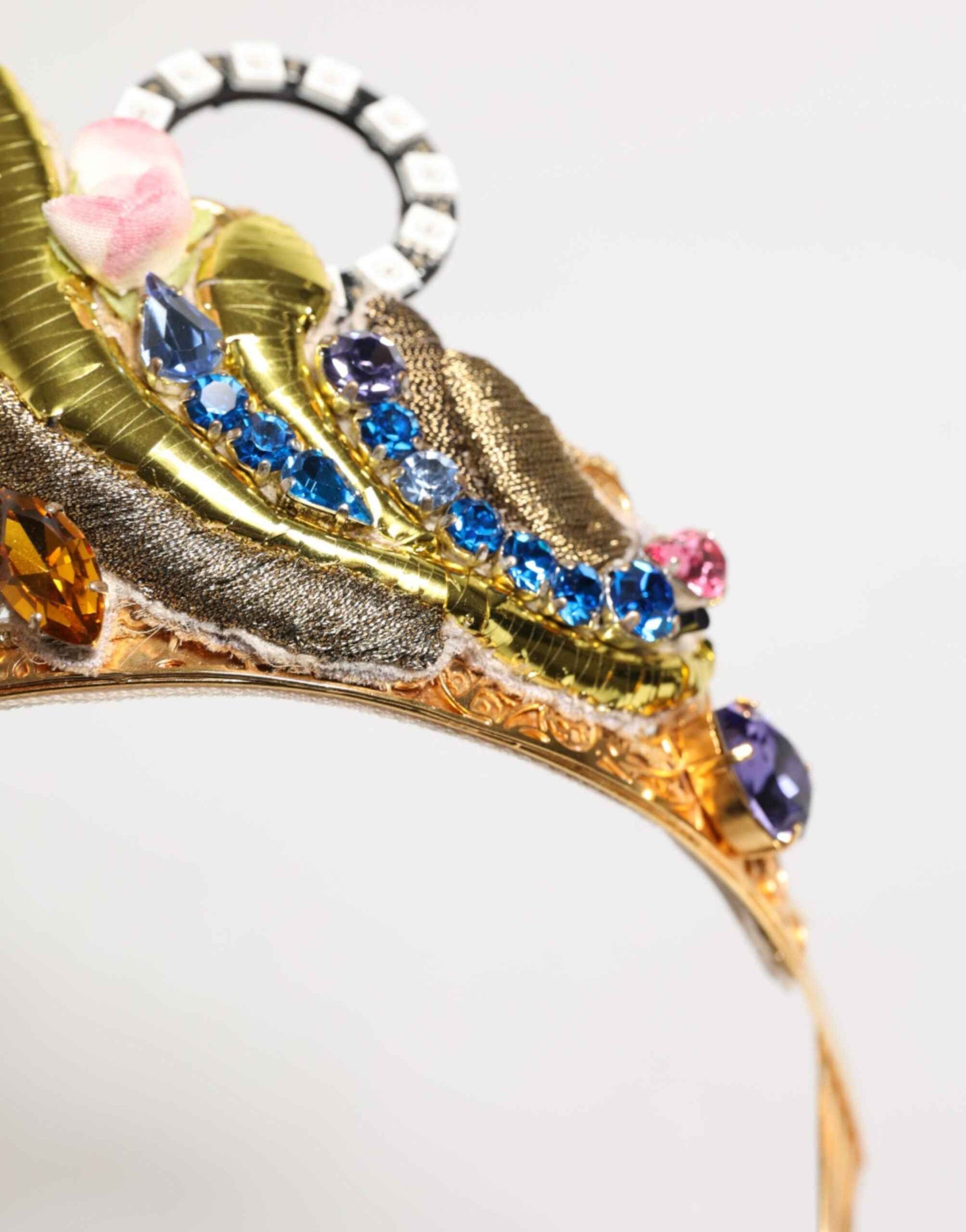 Dolce & Gabbana Gold Brass Crystal Embellished Headpiece Crown Tiara by Dolce & Gabbana