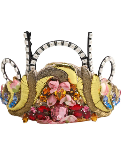 Dolce & Gabbana Gold Brass Crystal Embellished Headpiece Crown Tiara by Dolce & Gabbana