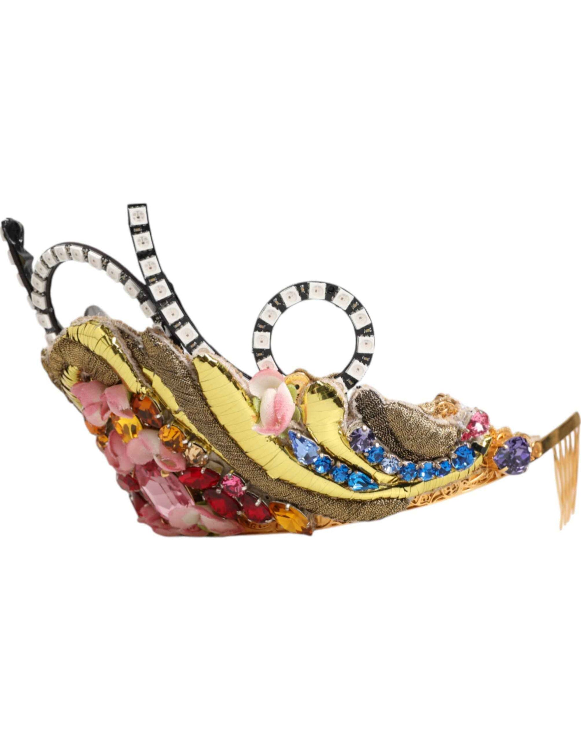 Dolce & Gabbana Gold Brass Crystal Embellished Headpiece Crown Tiara by Dolce & Gabbana