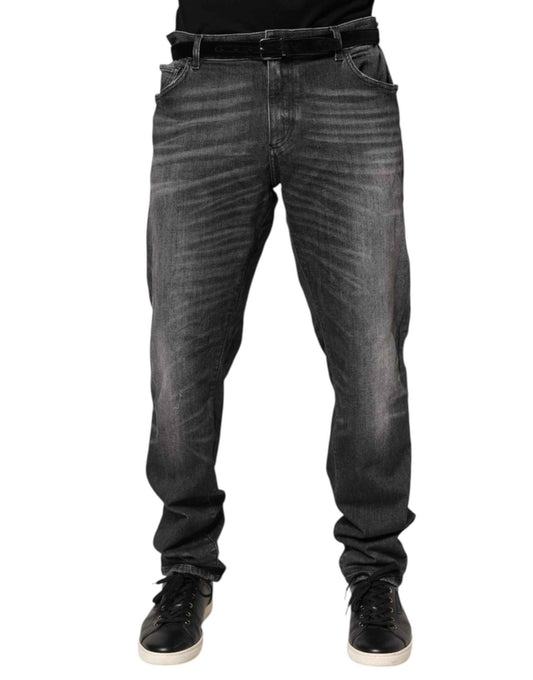 Dolce & Gabbana Black Gray Wash Slim Fit Straight Leg Denim Jeans by Dolce & Gabbana