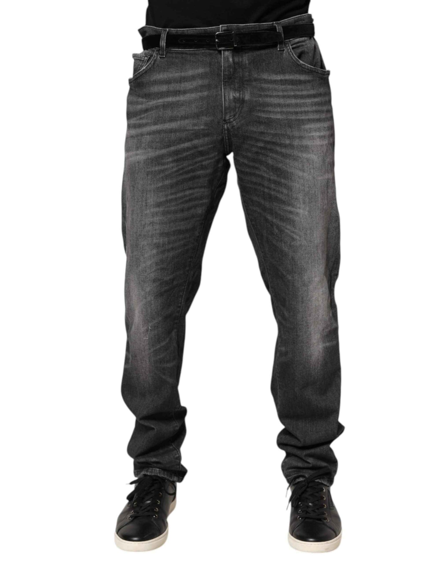 Dolce & Gabbana Black Gray Wash Slim Fit Straight Leg Denim Jeans by Dolce & Gabbana