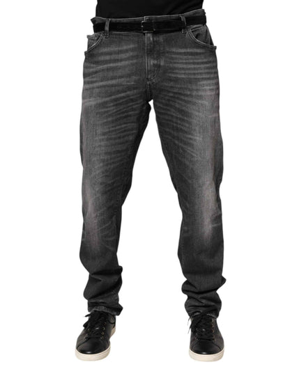 Dolce & Gabbana Black Gray Wash Slim Fit Straight Leg Denim Jeans by Dolce & Gabbana