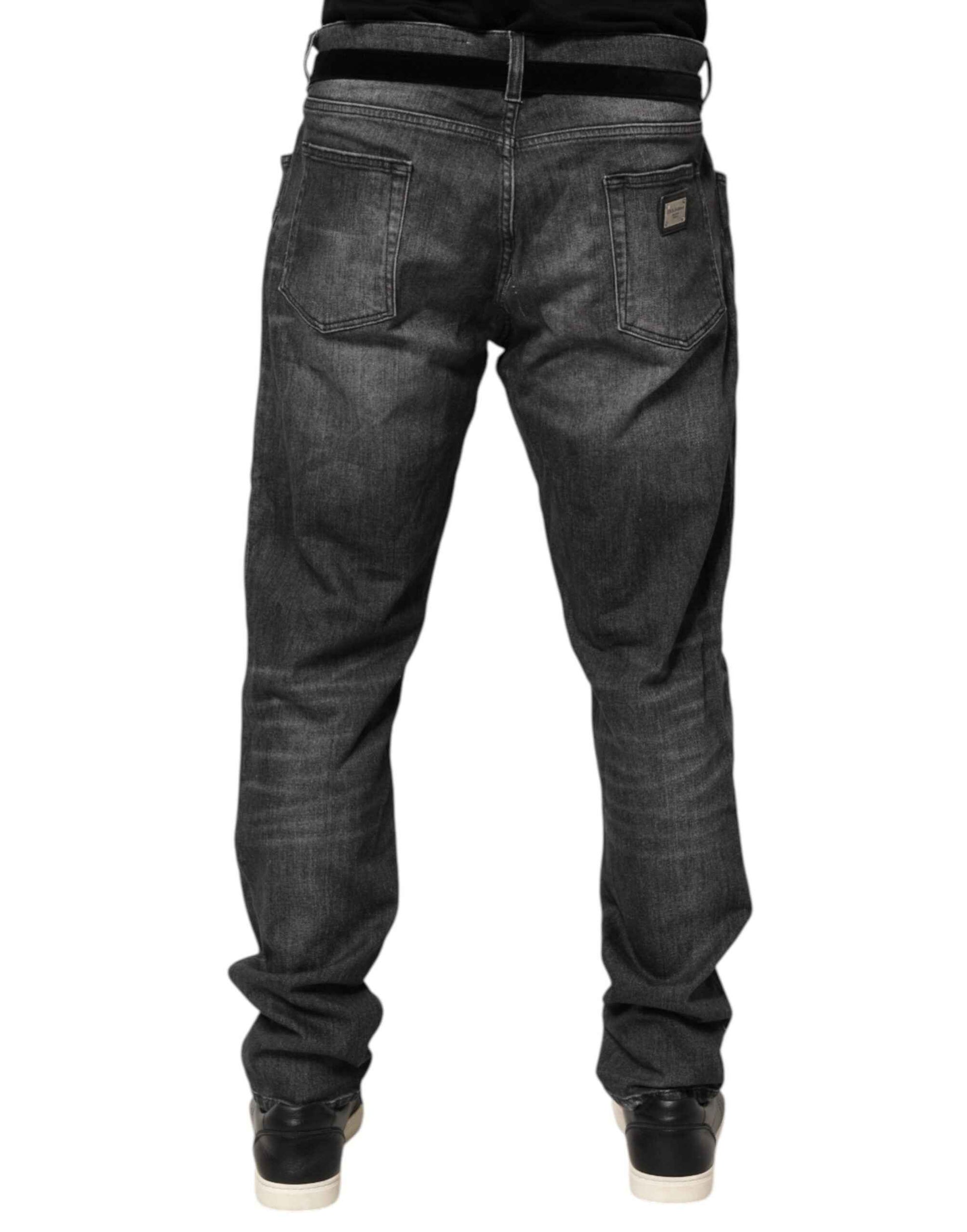 Dolce & Gabbana Black Gray Wash Slim Fit Straight Leg Denim Jeans by Dolce & Gabbana