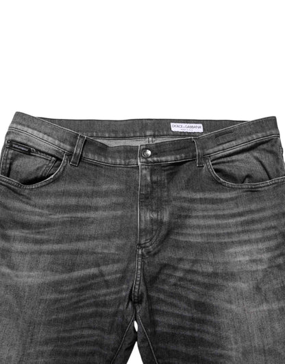 Dolce & Gabbana Black Gray Wash Slim Fit Straight Leg Denim Jeans by Dolce & Gabbana