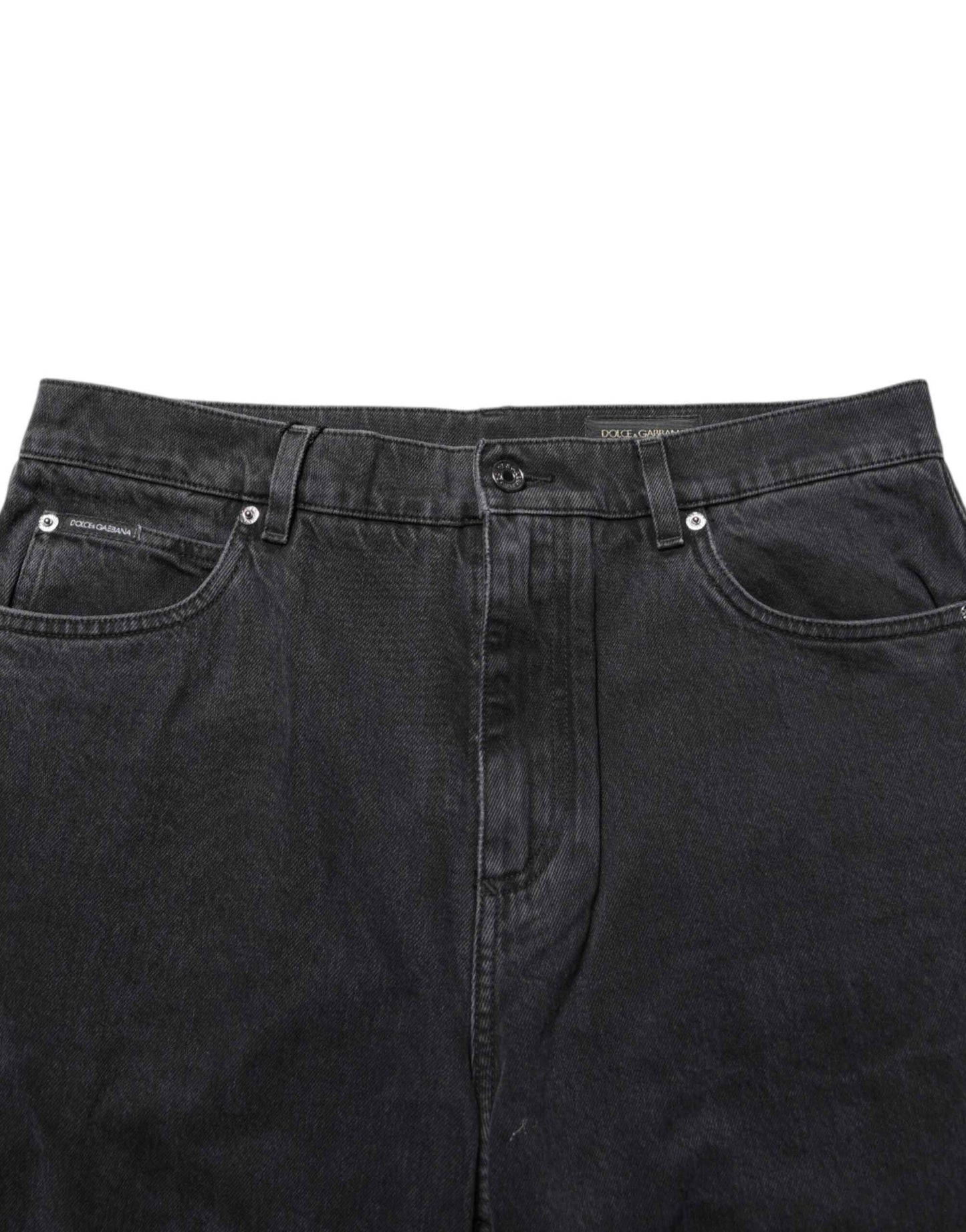Dolce & Gabbana Black Denim Wide Leg Relaxed Fit Pants Jeans by Dolce & Gabbana