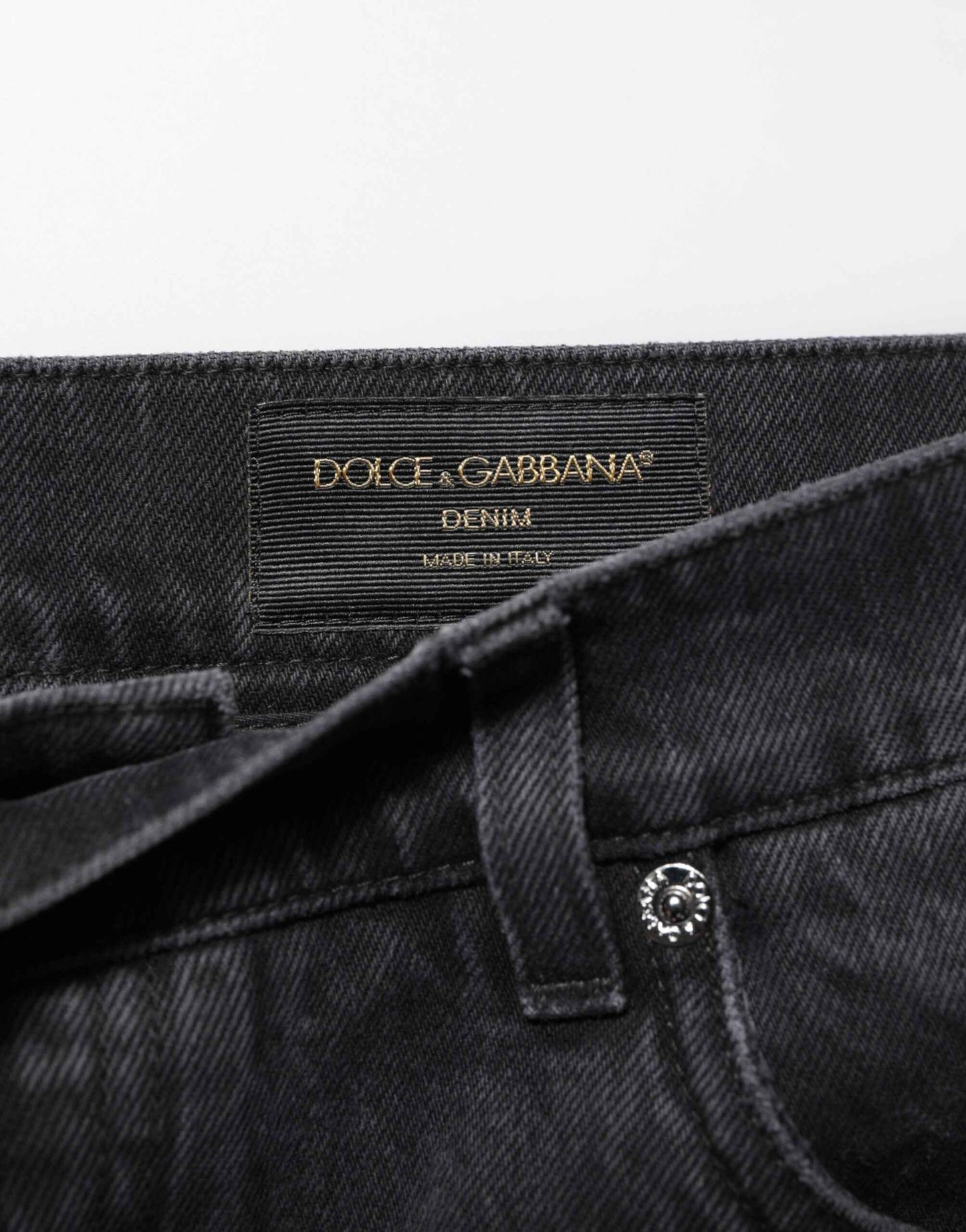 Dolce & Gabbana Black Denim Wide Leg Relaxed Fit Pants Jeans by Dolce & Gabbana