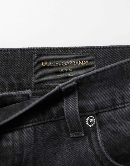 Dolce & Gabbana Black Denim Wide Leg Relaxed Fit Pants Jeans by Dolce & Gabbana