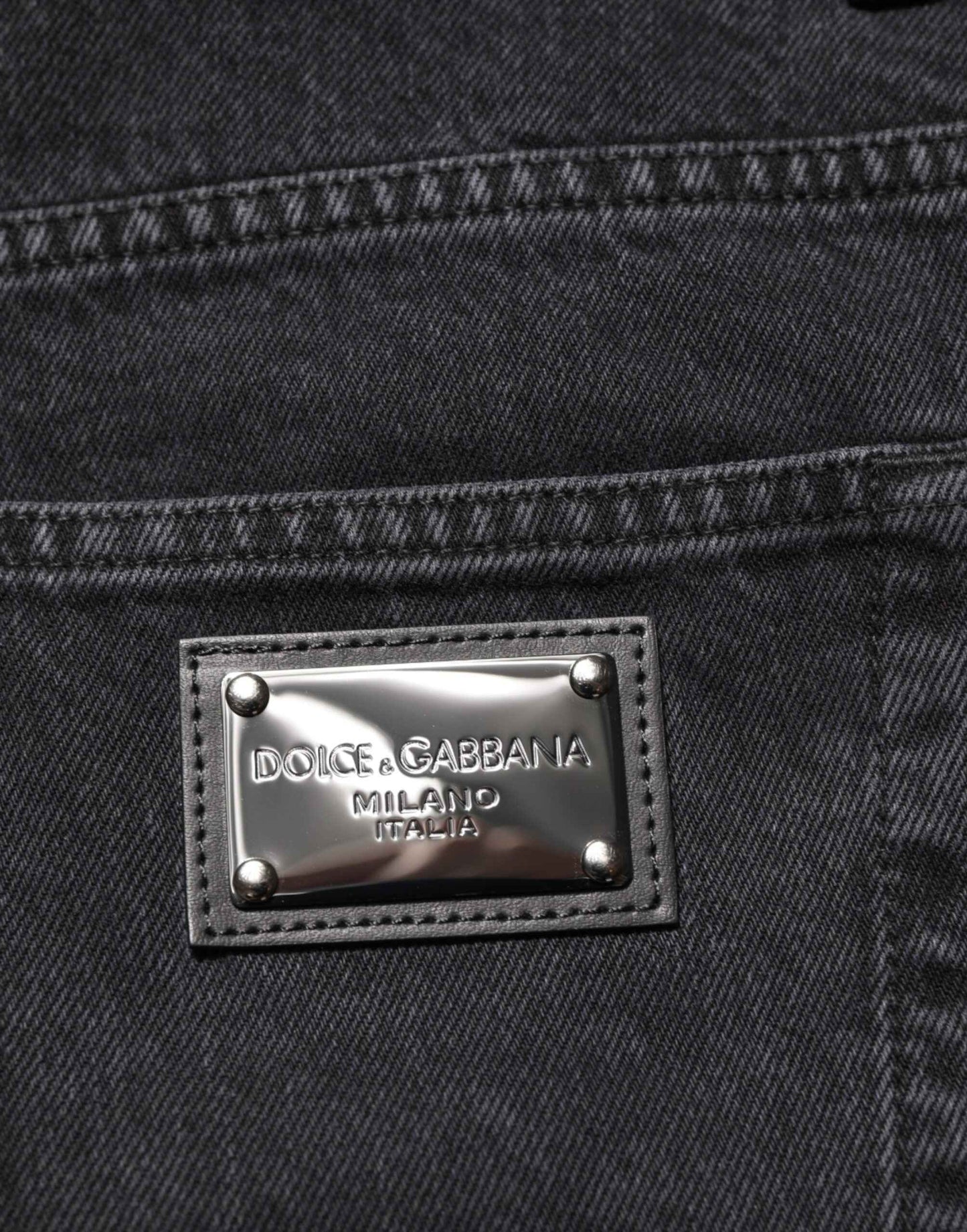 Dolce & Gabbana Black Denim Wide Leg Relaxed Fit Pants Jeans by Dolce & Gabbana
