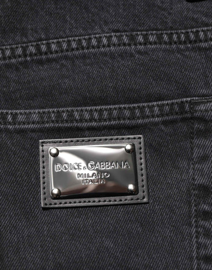 Dolce & Gabbana Black Denim Wide Leg Relaxed Fit Pants Jeans by Dolce & Gabbana
