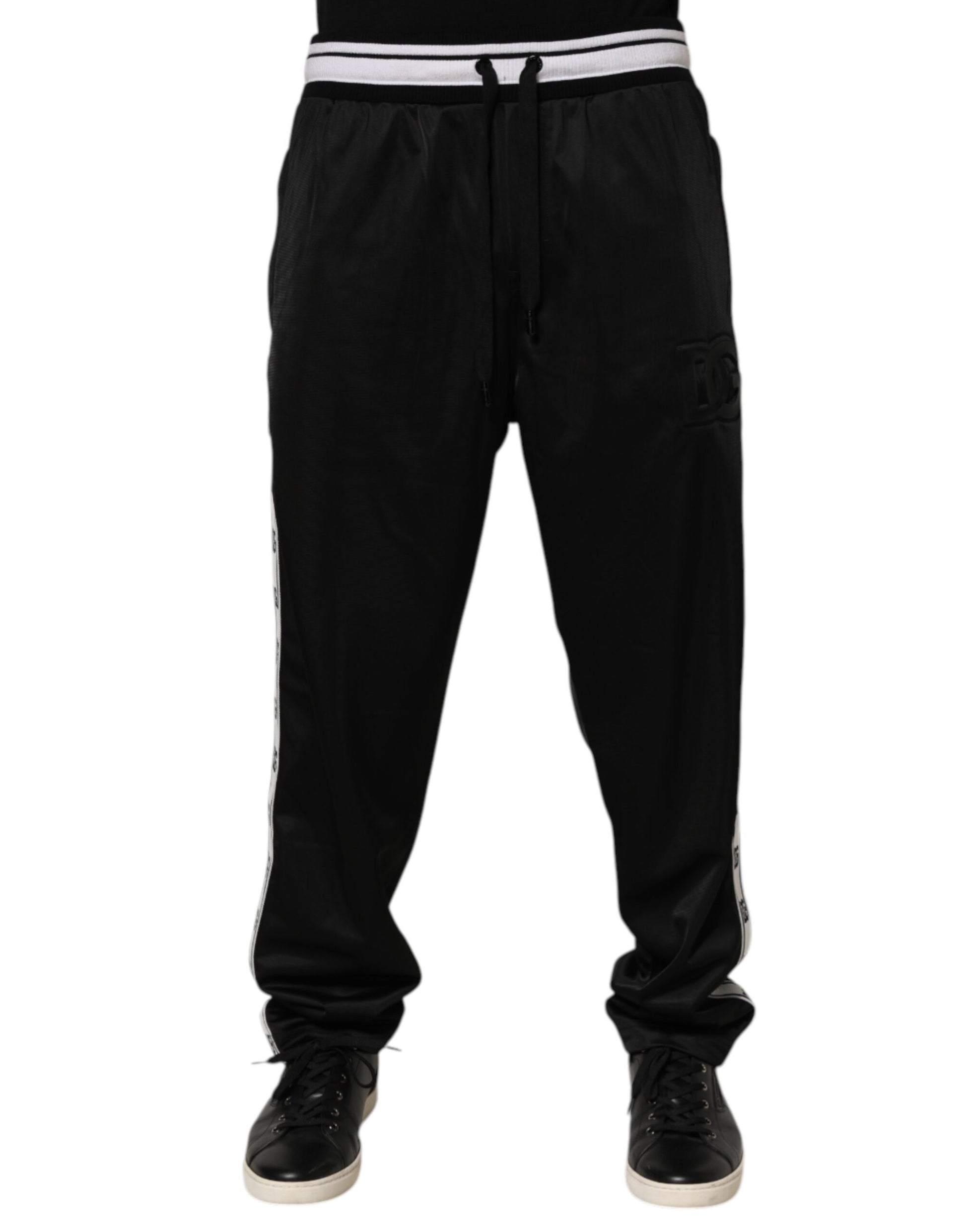 Dolce & Gabbana Black Polyester Logo Stripe Track Jogger Pants - from Dolce & Gabbana