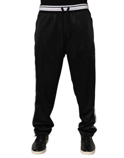 Dolce & Gabbana Black Polyester Logo Stripe Track Jogger Pants - from Dolce & Gabbana