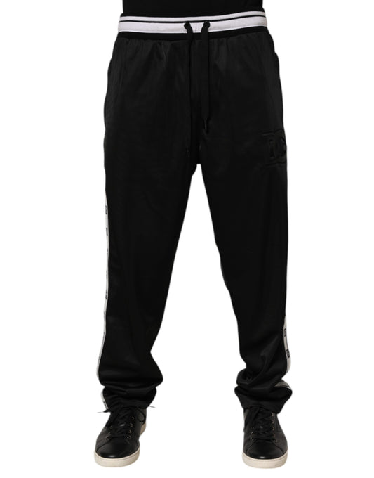 Dolce & Gabbana Black Polyester Logo Stripe Track Jogger Pants - from Dolce & Gabbana