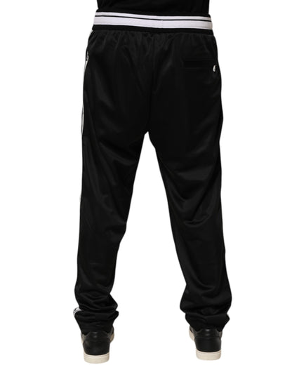 Dolce & Gabbana Black Polyester Logo Stripe Track Jogger Pants - from Dolce & Gabbana