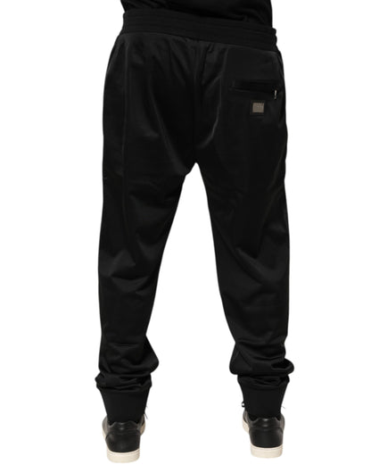Dolce & Gabbana Black Polyester Logo Plaque Sweatpants Jogger Pants - from Dolce & Gabbana