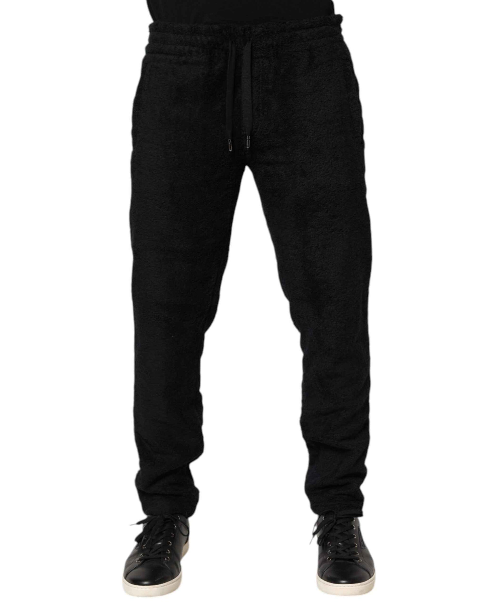 Dolce & Gabbana Black Cotton Logo Men Jogger Sweatpants Pants by Dolce & Gabbana