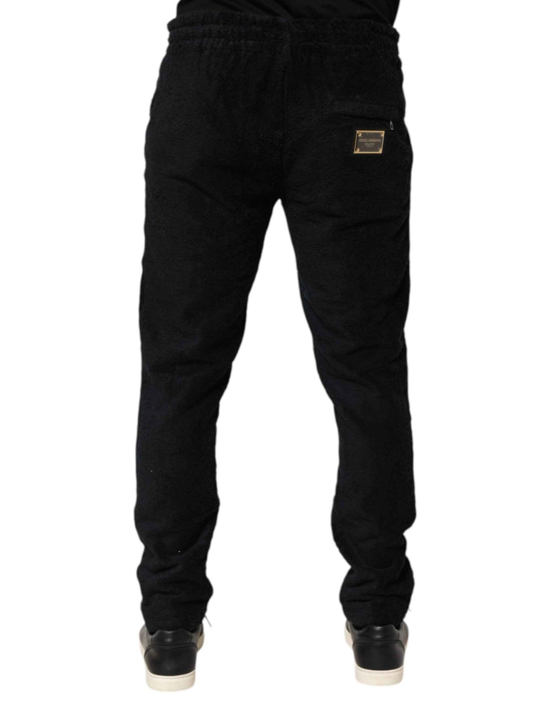 Dolce & Gabbana Black Cotton Logo Men Jogger Sweatpants Pants by Dolce & Gabbana