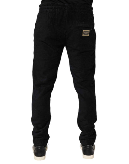 Dolce & Gabbana Black Cotton Logo Men Jogger Sweatpants Pants by Dolce & Gabbana