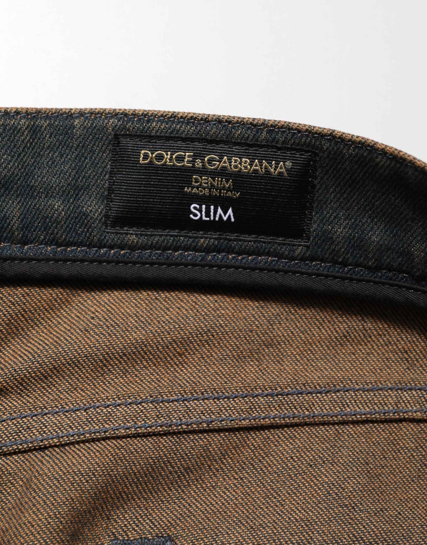 Dolce & Gabbana Dark Brown Tattered Cotton Skinny Denim Jeans by Dolce & Gabbana
