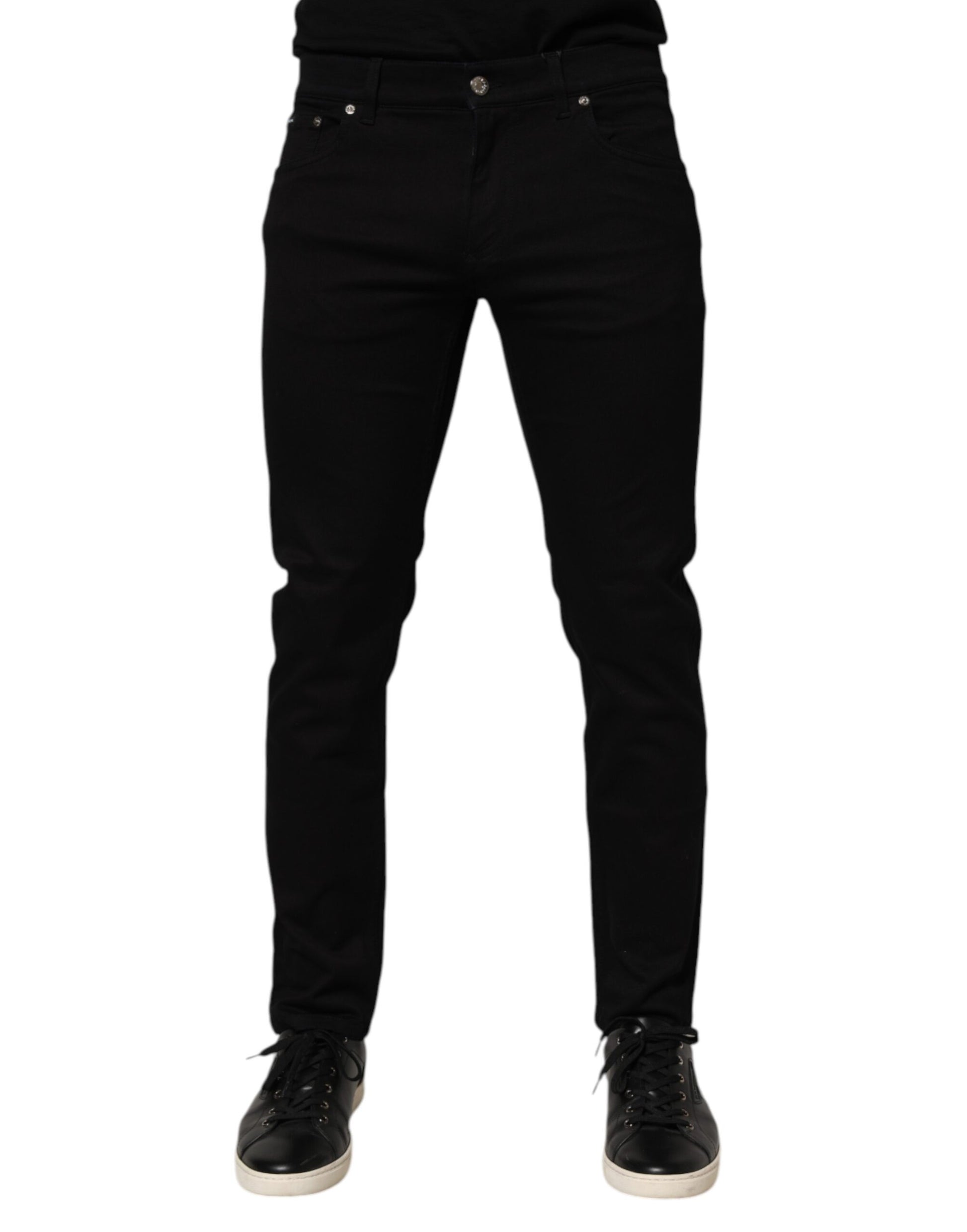 Dolce & Gabbana Black Cotton Blend Skinny Men Trouser Pants - from Dolce & Gabbana