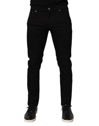 Dolce & Gabbana Black Cotton Blend Skinny Men Trouser Pants - from Dolce & Gabbana