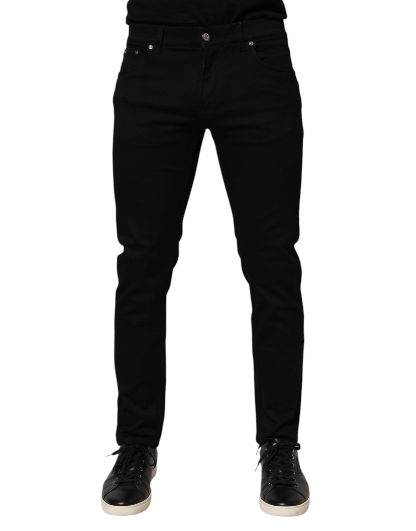 Dolce & Gabbana Black Cotton Blend Skinny Men Trouser Pants - from Dolce & Gabbana