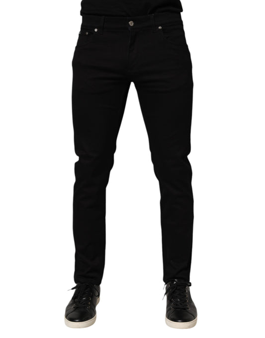 Dolce & Gabbana Black Cotton Blend Skinny Men Trouser Pants - from Dolce & Gabbana