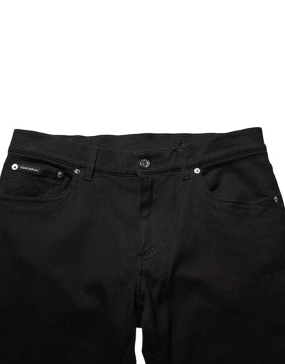 Dolce & Gabbana Black Cotton Blend Skinny Men Trouser Pants by Dolce & Gabbana