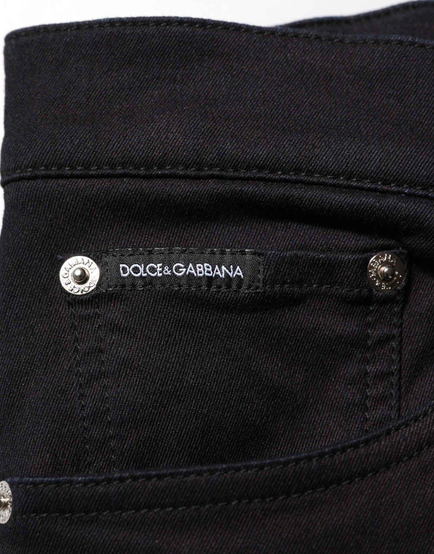 Dolce & Gabbana Black Cotton Blend Skinny Men Trouser Pants by Dolce & Gabbana