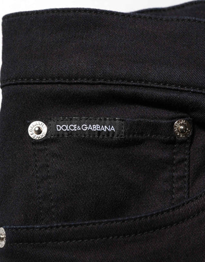 Dolce & Gabbana Black Cotton Blend Skinny Men Trouser Pants by Dolce & Gabbana
