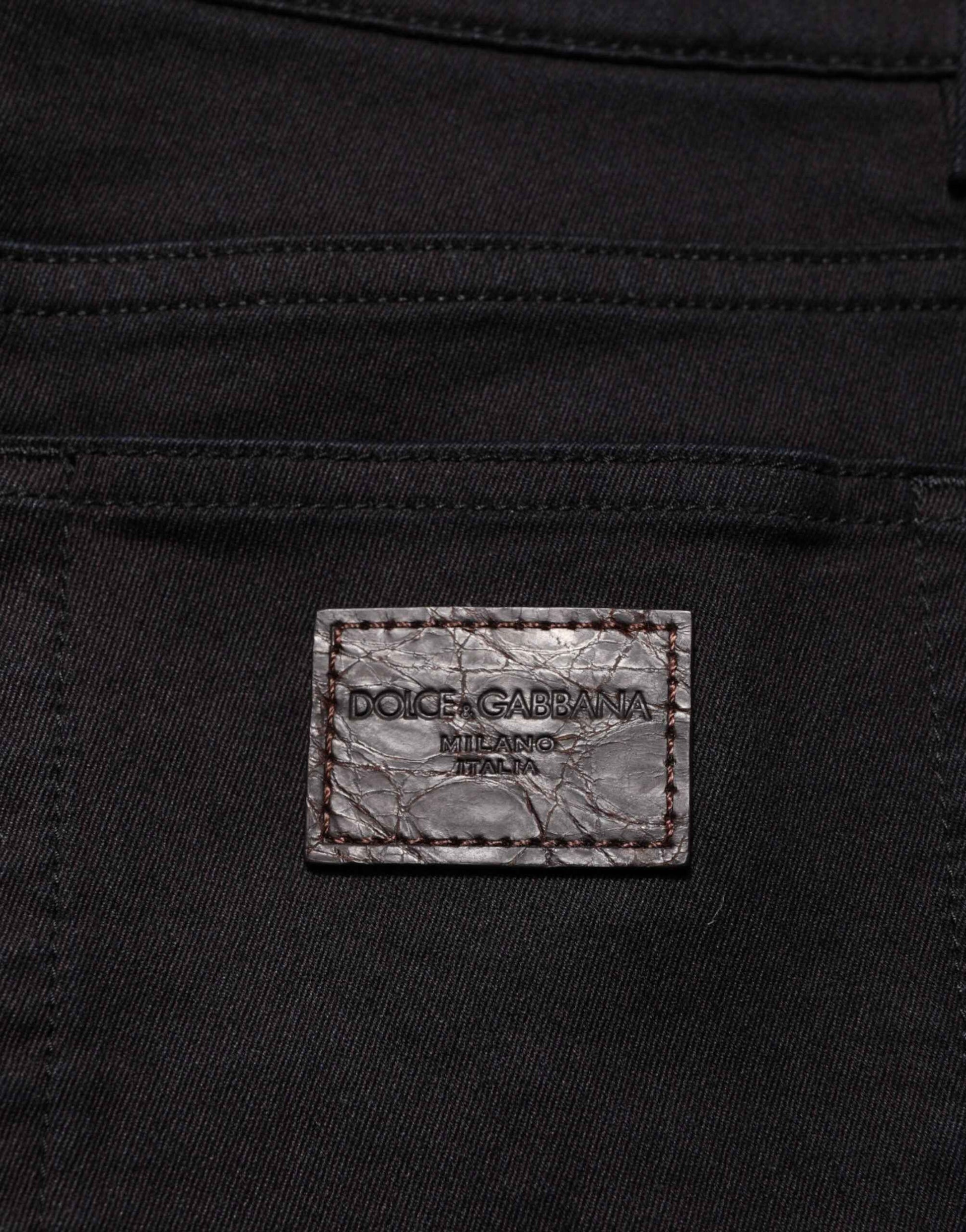 Dolce & Gabbana Black Cotton Blend Skinny Men Trouser Pants by Dolce & Gabbana