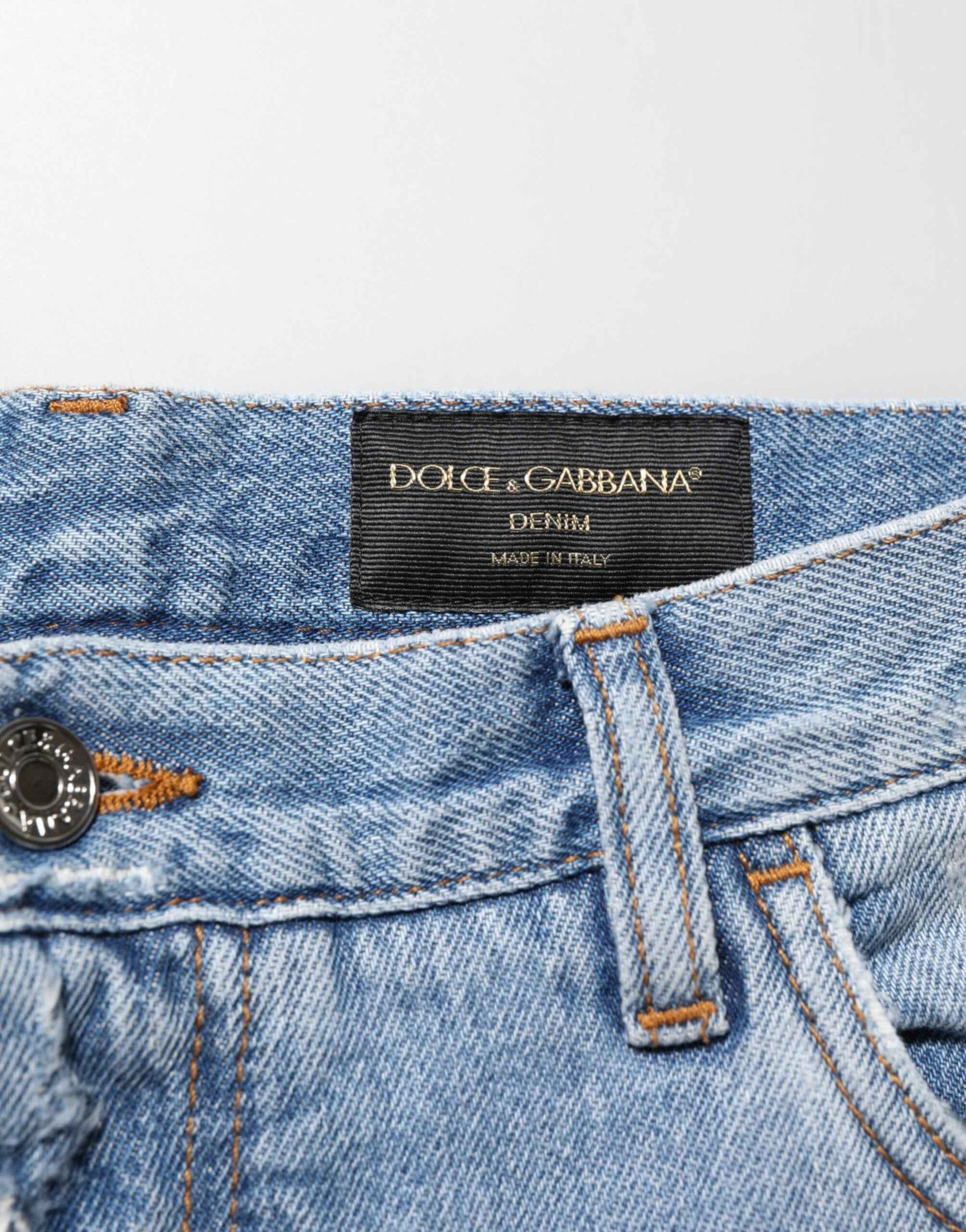 Dolce & Gabbana Blue Distressed Ripped Denim Pants Jeans by Dolce & Gabbana