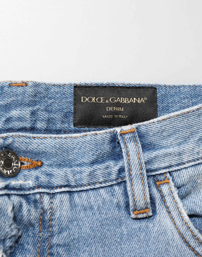 Dolce & Gabbana Blue Distressed Ripped Denim Pants Jeans by Dolce & Gabbana