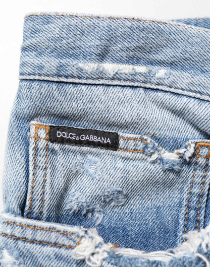 Dolce & Gabbana Blue Distressed Ripped Denim Pants Jeans by Dolce & Gabbana