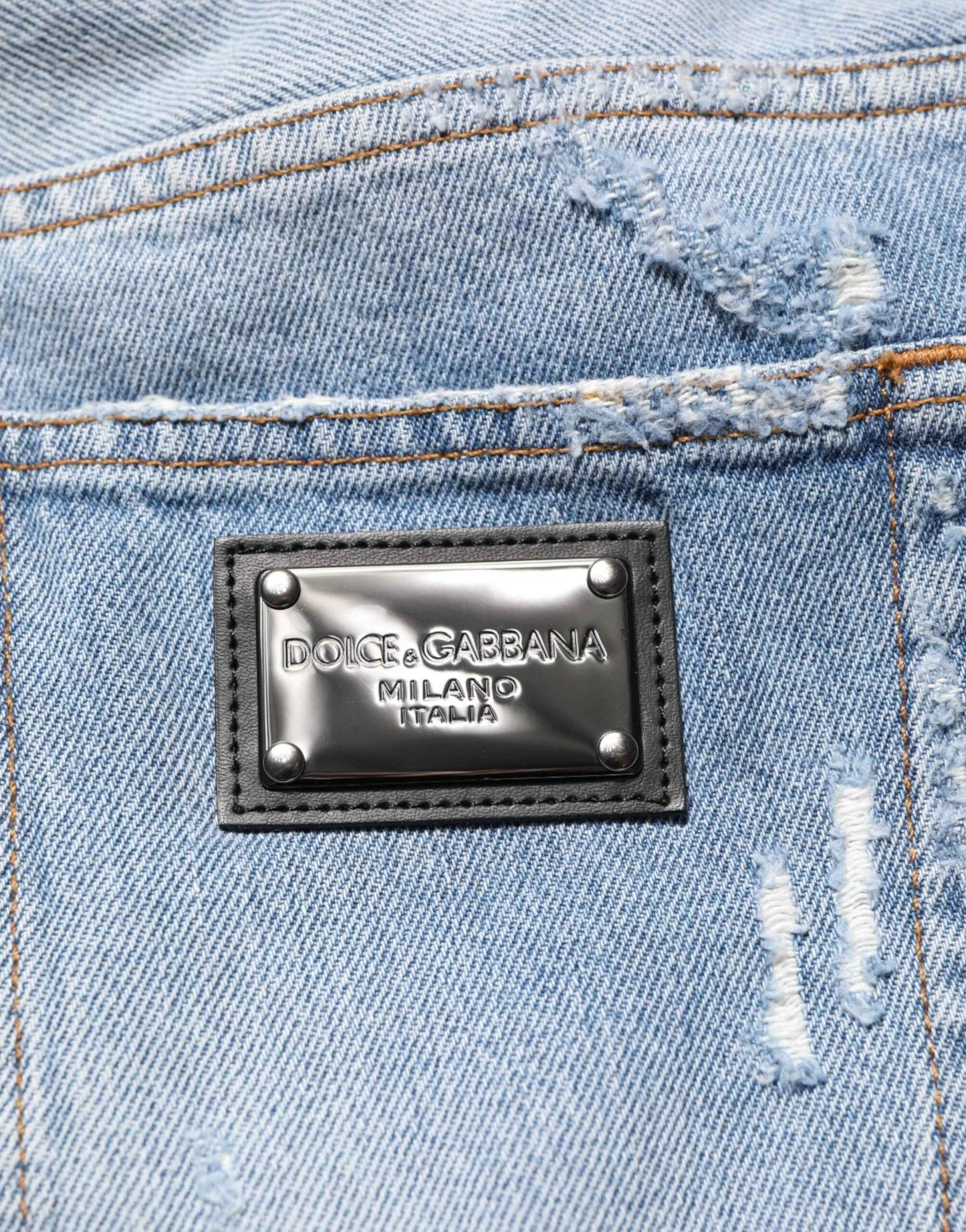 Dolce & Gabbana Blue Distressed Ripped Denim Pants Jeans by Dolce & Gabbana