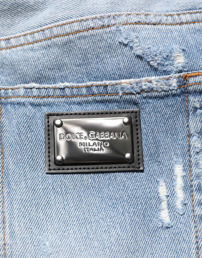 Dolce & Gabbana Blue Distressed Ripped Denim Pants Jeans by Dolce & Gabbana