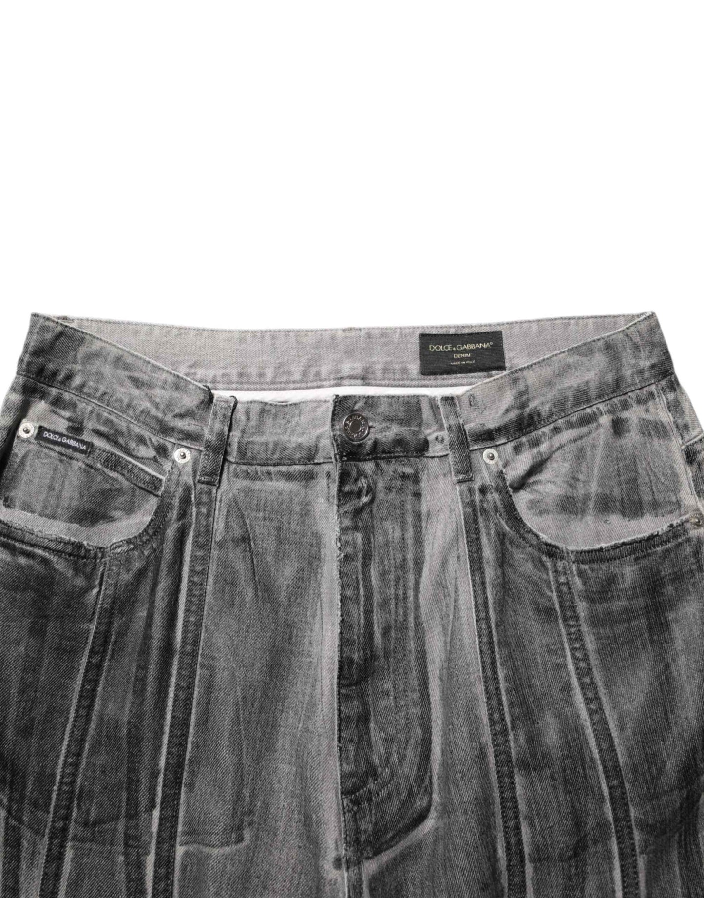 Dolce & Gabbana Black Grey Graphic Print Denim Pants Jeans by Dolce & Gabbana