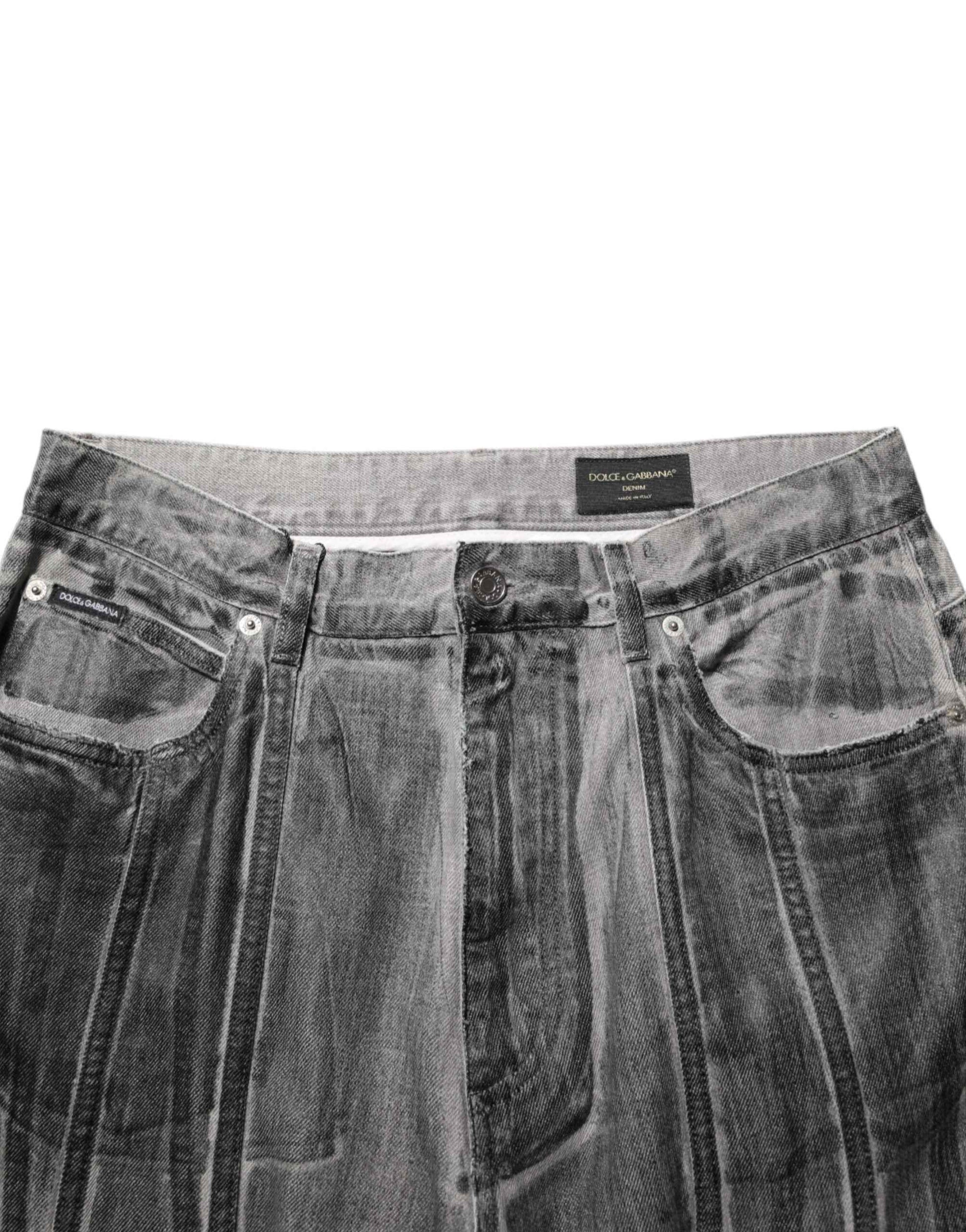 Dolce & Gabbana Black Grey Graphic Print Denim Pants Jeans by Dolce & Gabbana