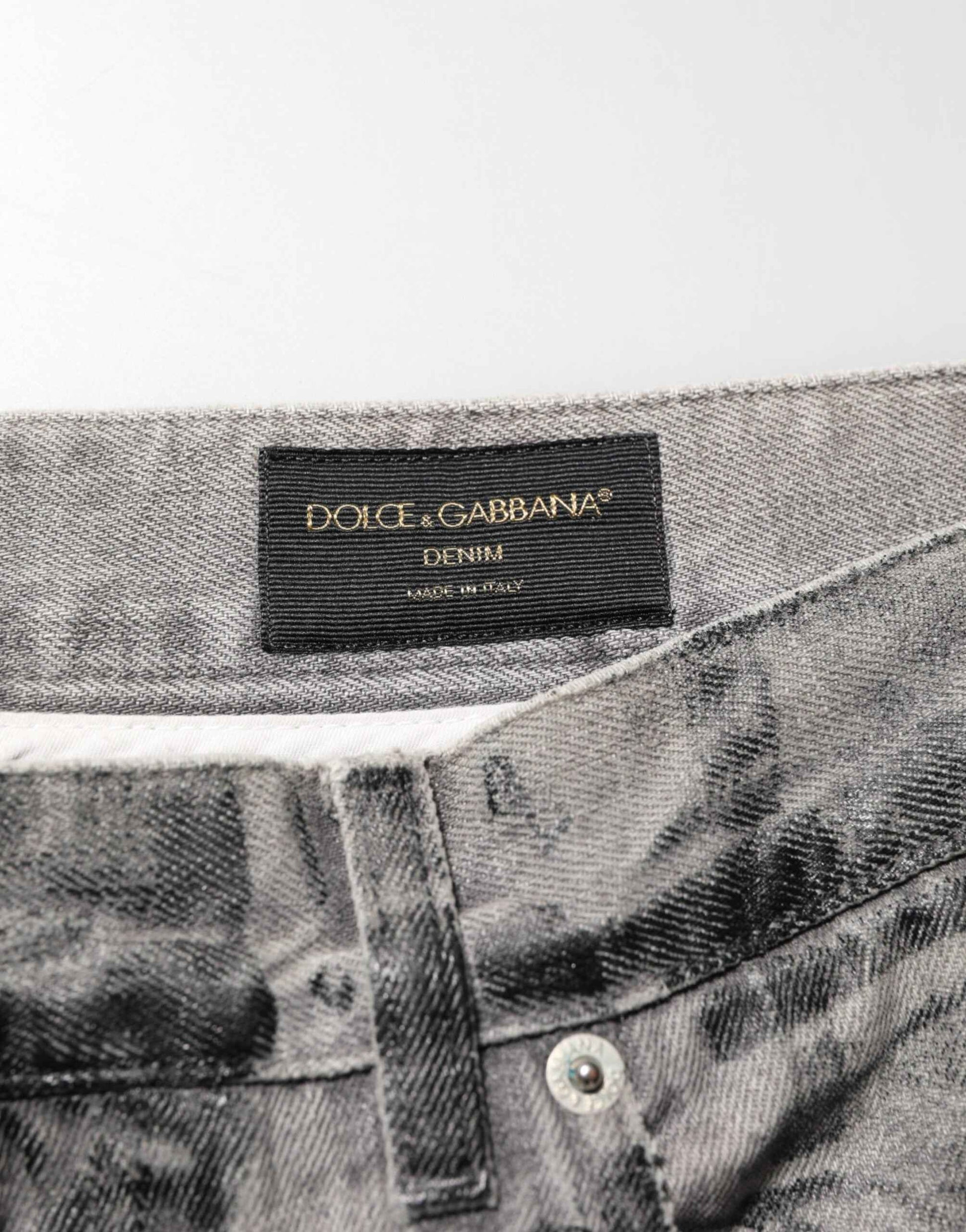 Dolce & Gabbana Black Grey Graphic Print Denim Pants Jeans by Dolce & Gabbana